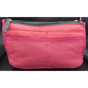Pink& Blue utility makeup school travel toiletry tote bag 10 pocket 2 handle 11"